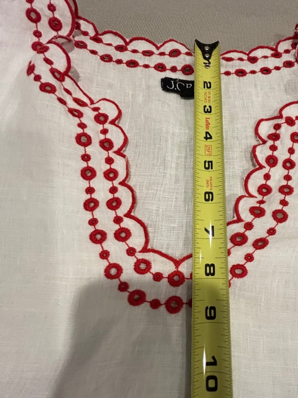 J. Crew Bungalow Red Embroidered White Linen Tunic. Women's Size Large - Picture 12 of 16